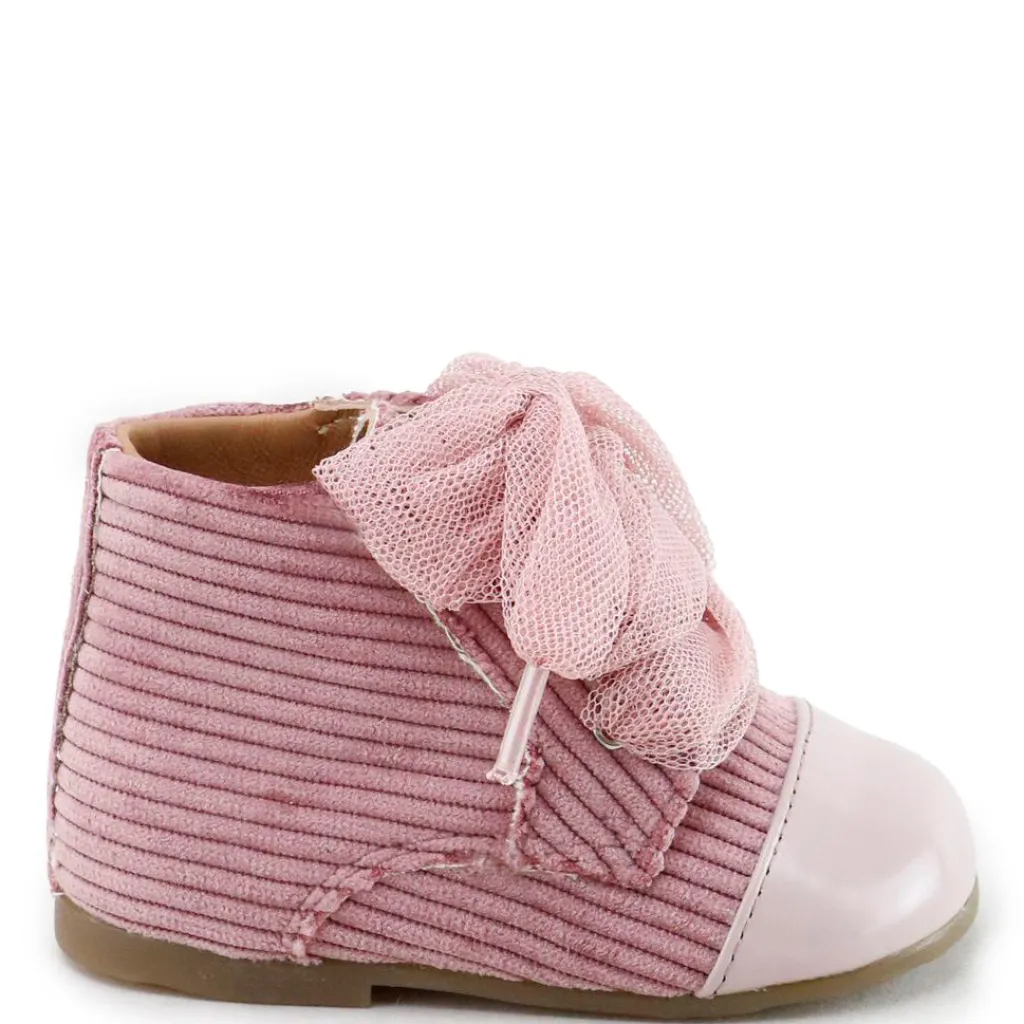 Papanatas Pink Corduroy Cap Baby Bootie Sale