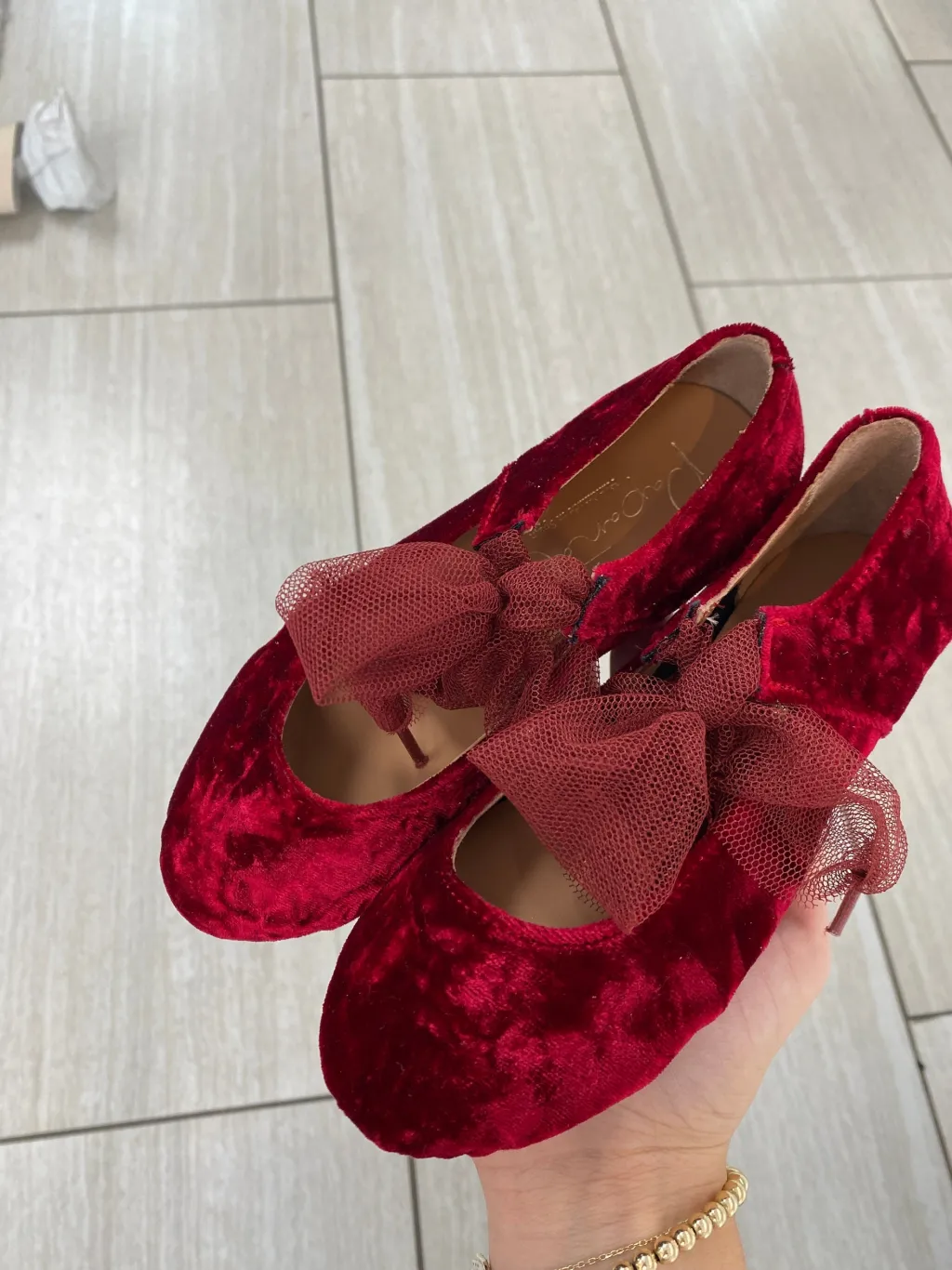 Papanatas Red Velvet Bow Shoe Clearance