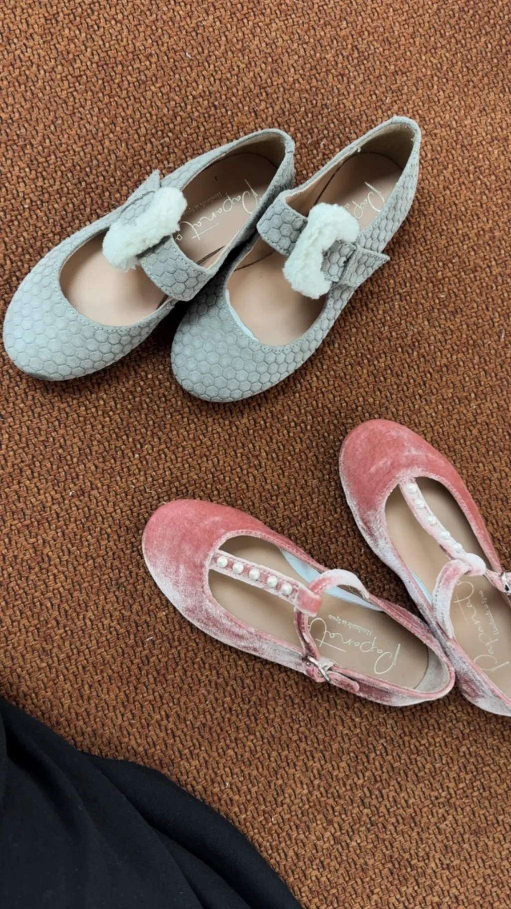 Papanatas Rose Velvet Pearl Mary Jane Fashion