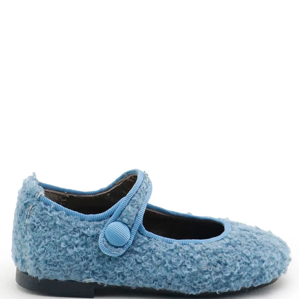Papanatas Sky Blue Shearling Mary Jane Sale