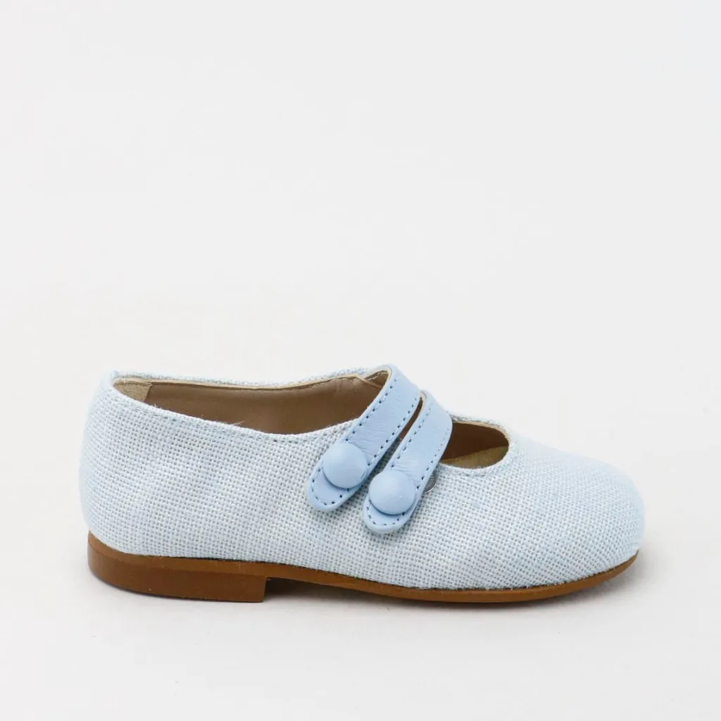 Papanatas Sky Linen Double Strap Mary Jane New