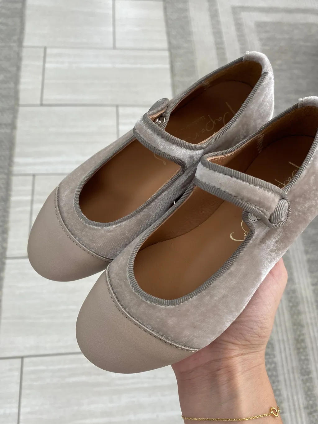 Papanatas Velvet Taupe Captoe Mary Jane Hot