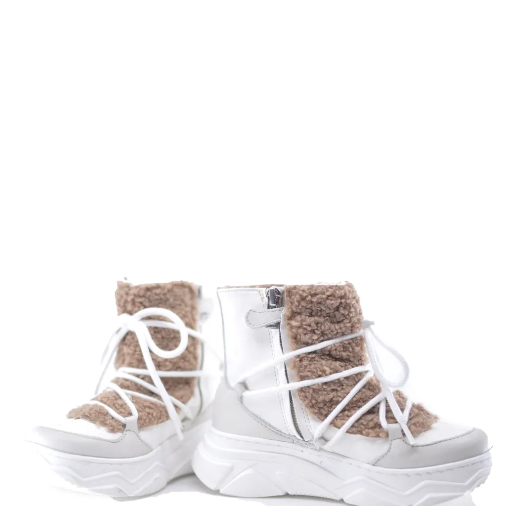 Papanatas White and Camel Sneaker Bootie Clearance