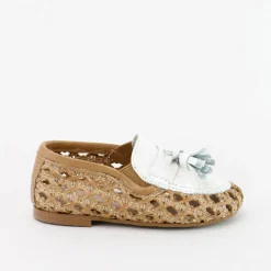Papanatas White and Camel Tassel Wicker Loafer Outlet