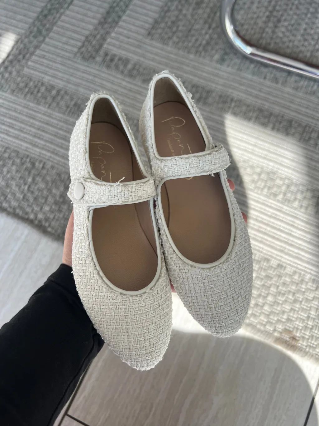 Papanatas White Linen Pointed Mary Jane Outlet