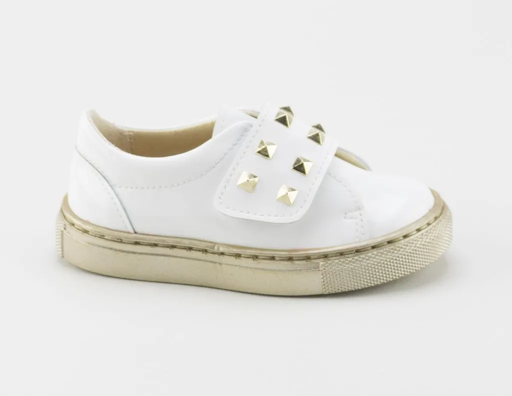 Papanatas White Stud Velcro Sneaker New
