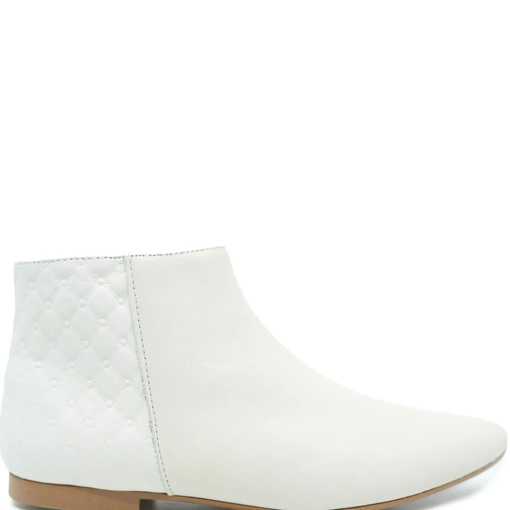 Papanatas White Tufted Back Zipper Bootie Clearance