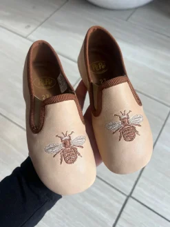 PèPè Pepe Beige Bee Embroidered Slipper Loafer Discount