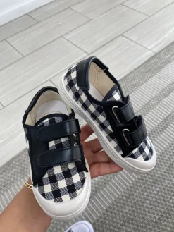 PèPè Pepe Black and White Plaid Velcro Sneaker Outlet