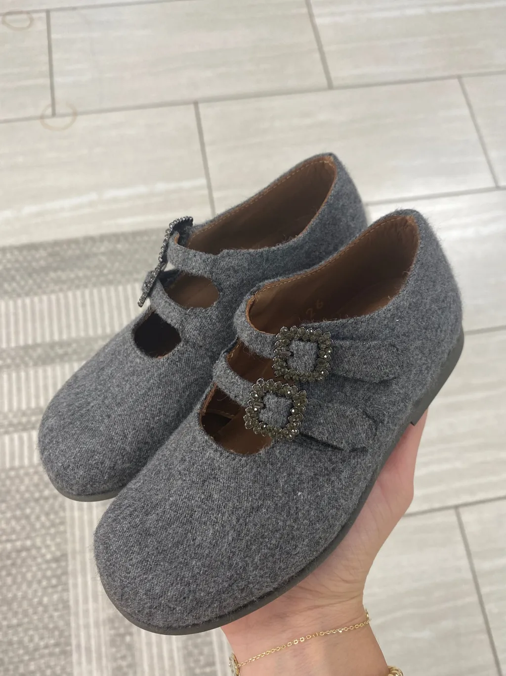 PèPè Pepe Gray Wool Double Strap Mary Jane Sale