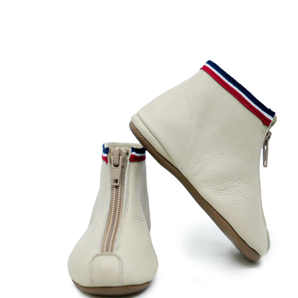 PèPè Pepe Greige Leather Ribbon Zipper Bootie Outlet