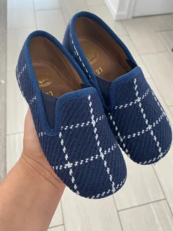 PèPè Pepe Navy Plaid Slipper Loafer Hot