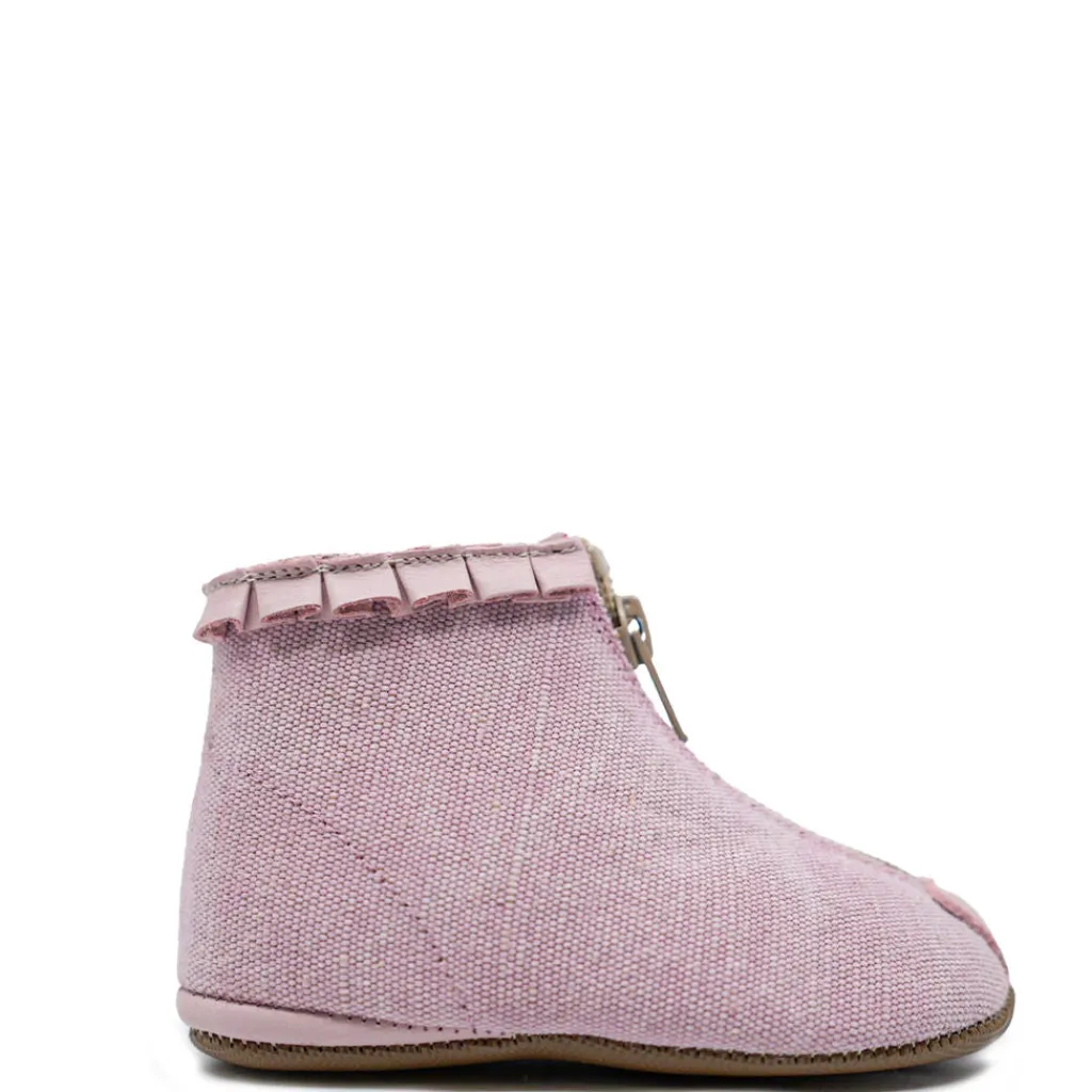 PèPè Pepe Rosa Linen Ruffle Zipper Bootie New