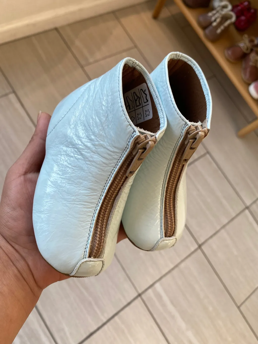 PèPè Pepe Sky Blue Patent Zipper Baby Bootie Clearance