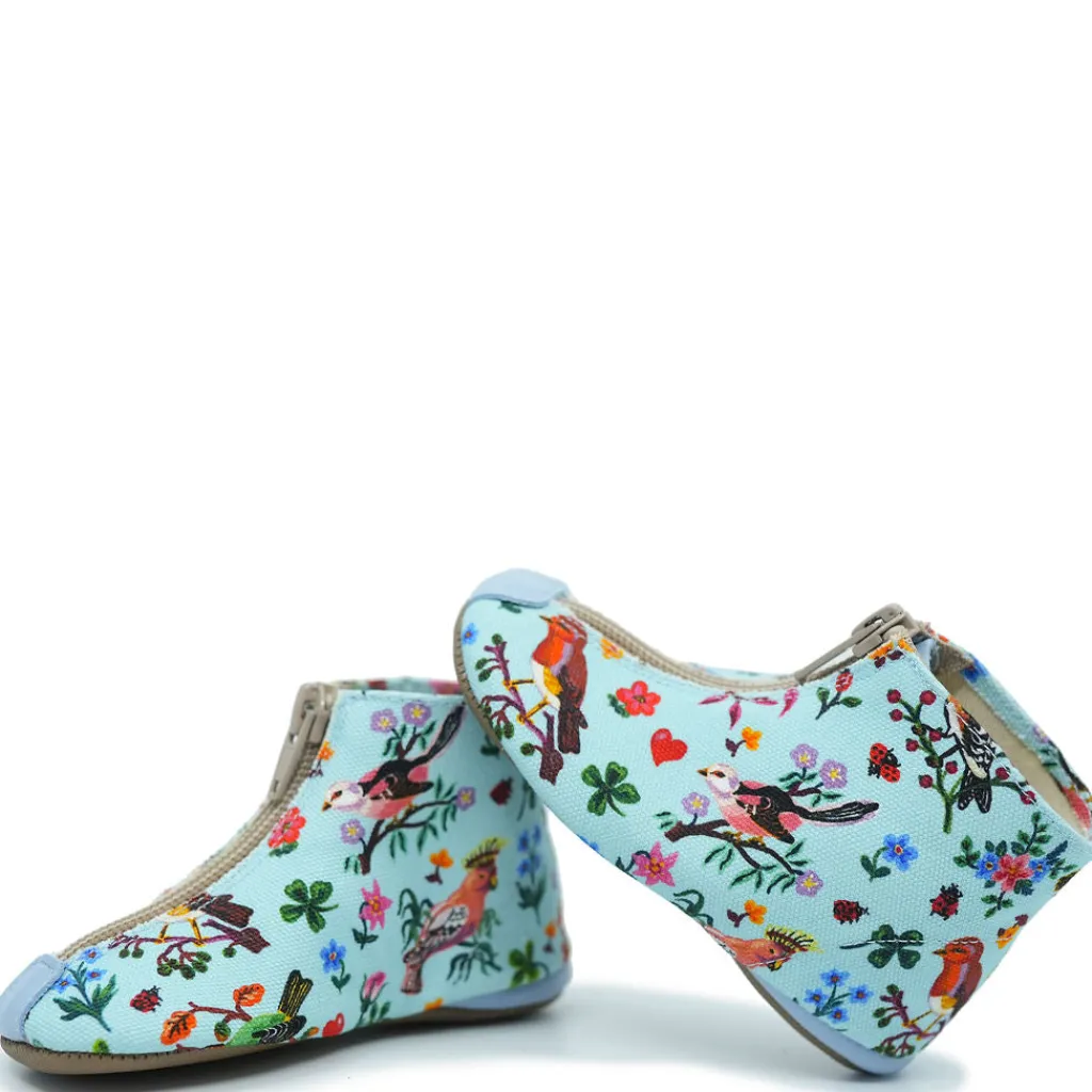 PèPè Pepe Turquoise Birds Zipper Bootie New
