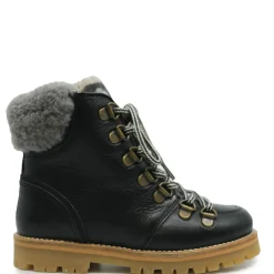 Petit Nord Black Leather Combat Boot Discount
