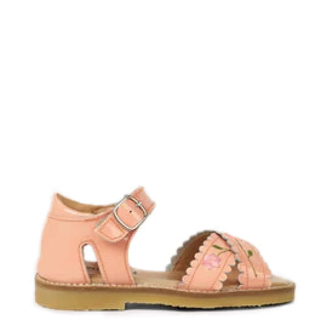 Petit Nord Blush Patent Scalloped Embroidered Sandal Sale