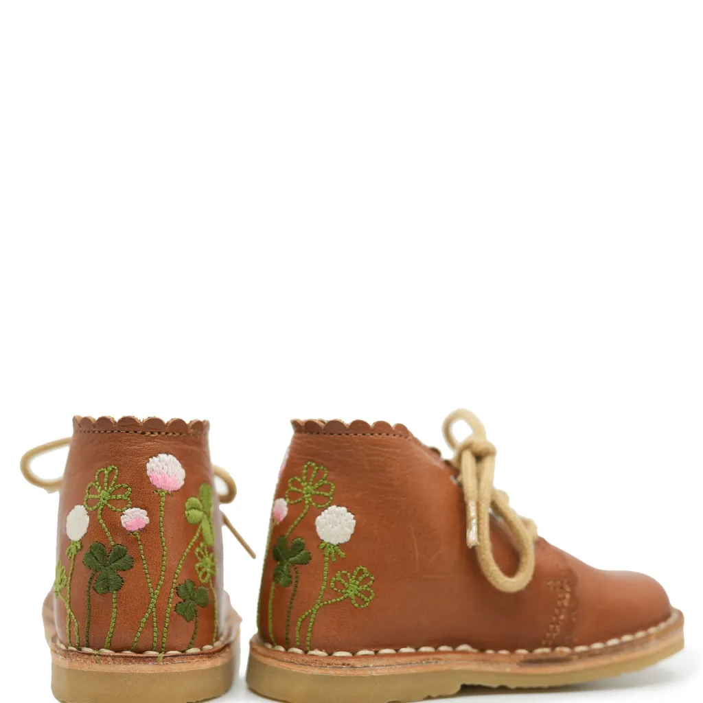 Petit Nord Clover Embroidered Baby Bootie New