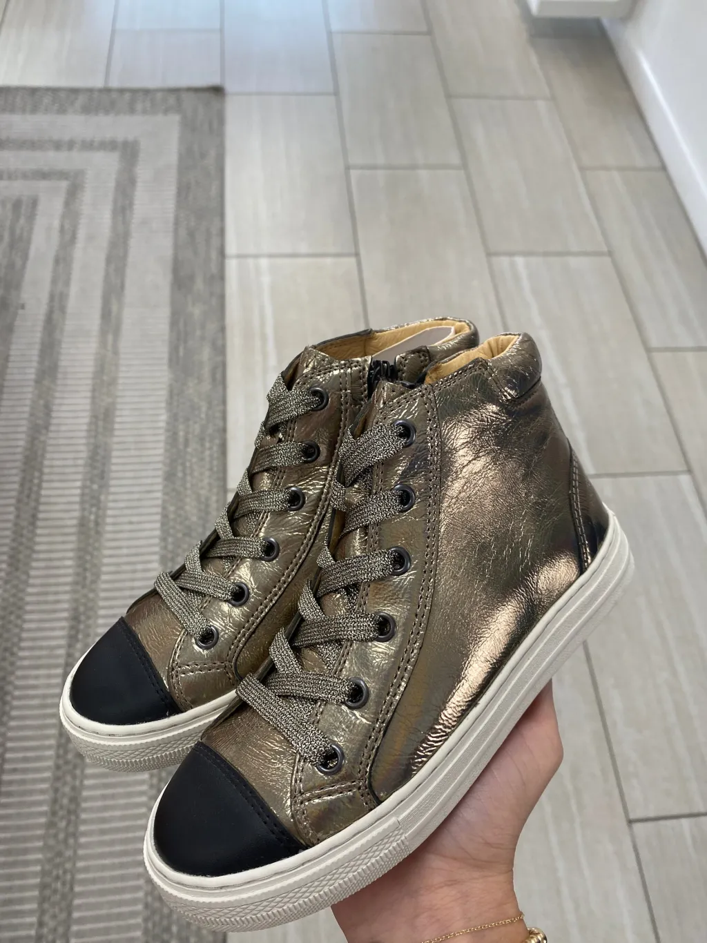Pom D'Api Bronze Hi Top Zipper Sneaker Fashion