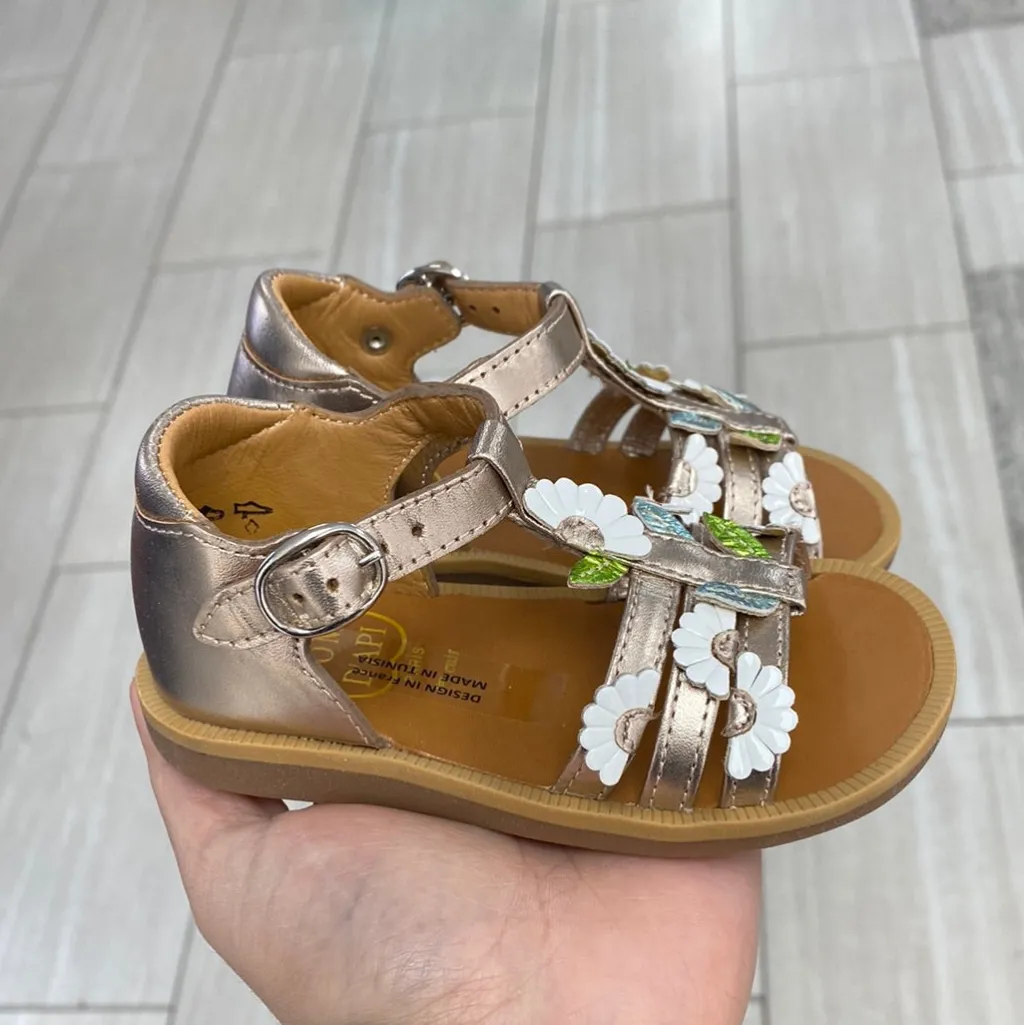 Pom D'Api Champagne Flower Baby Sandal Discount