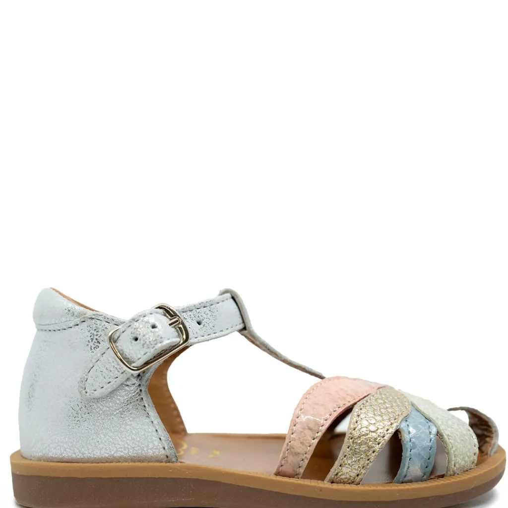 Pom D'Api Silver Flower Baby Sandal New