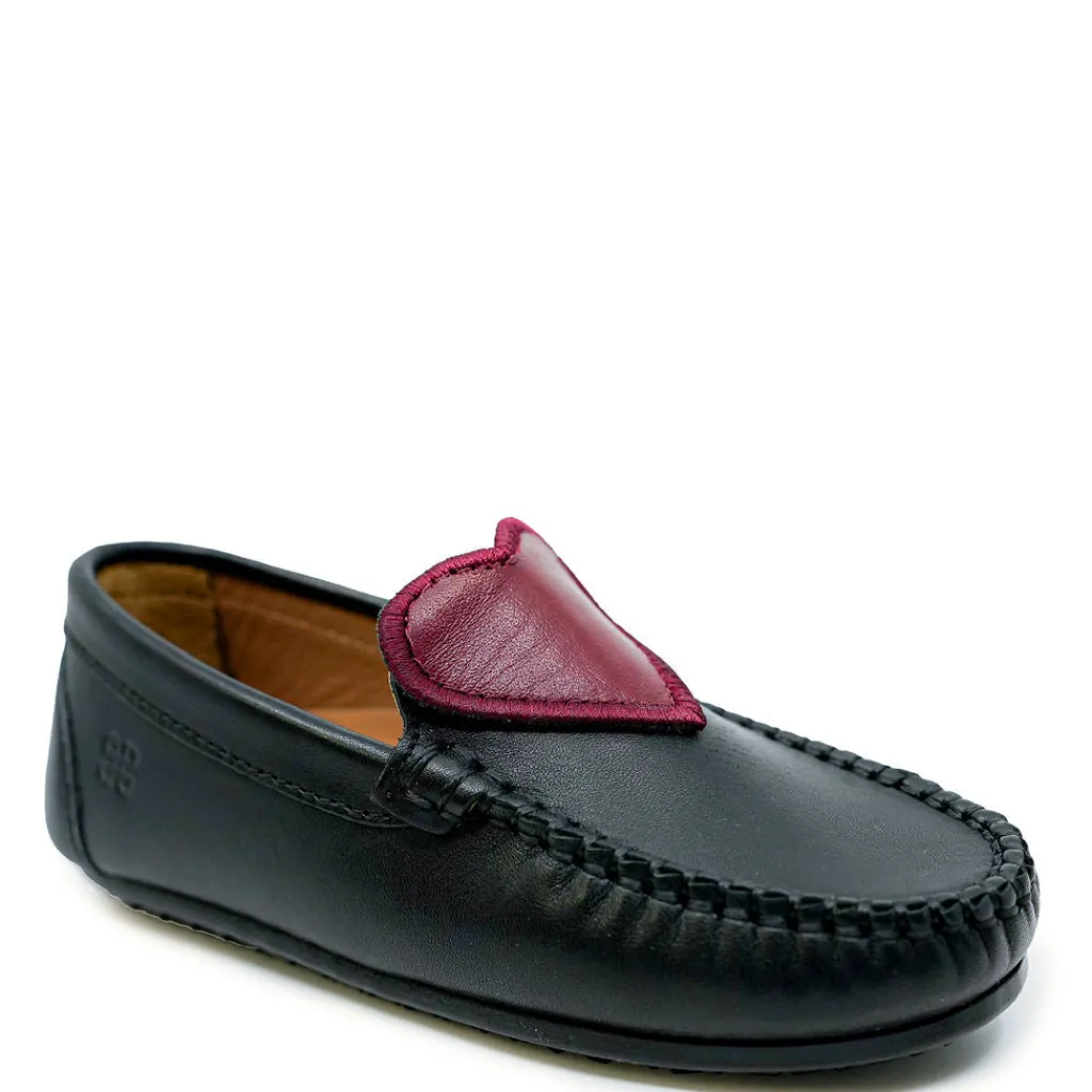 Porte Black and Red Heart Loafer Discount