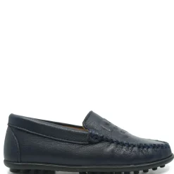 Porte Navy Leather Logo Loafer Outlet