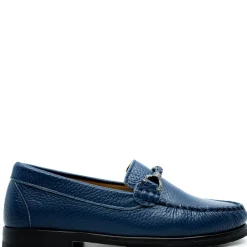 Porte Navy Pebbled Buckle Penny Loafer Fashion