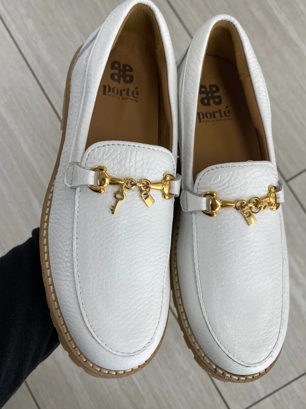 Porte White Pebbled Charms Chunky Loafer Hot