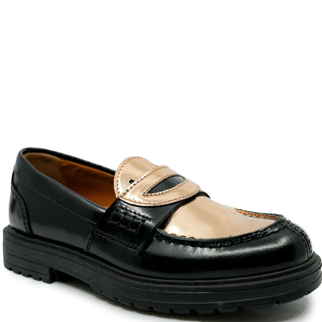 Rondinella Black and Gold Smiley Chunky Loafer Best