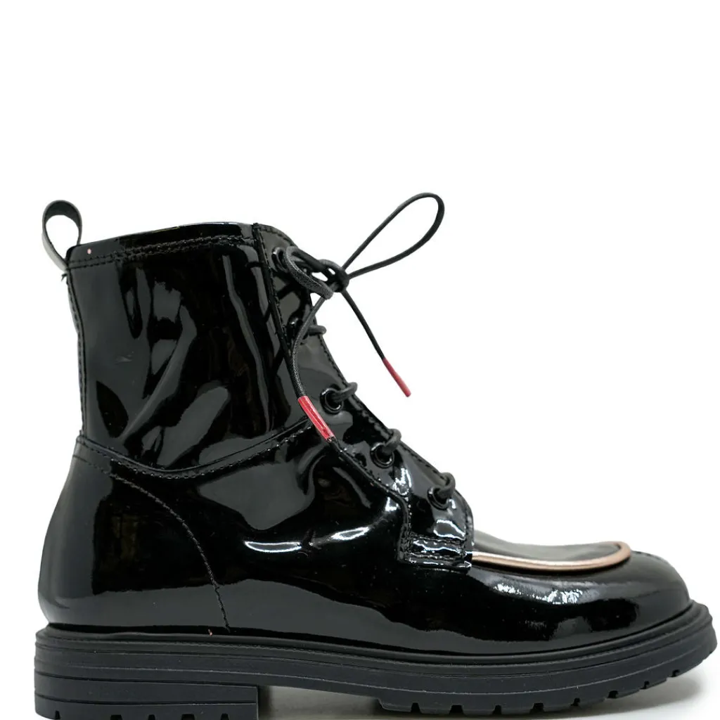 Rondinella Black Patent and Rose Bootie Hot