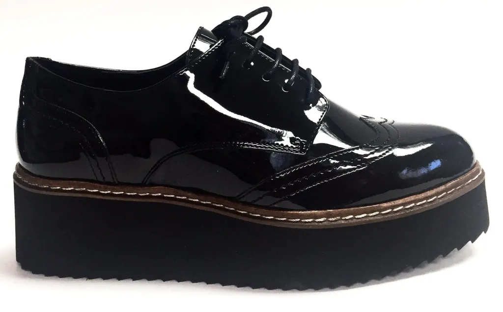 Shellys London Black Platform Oxford Clearance