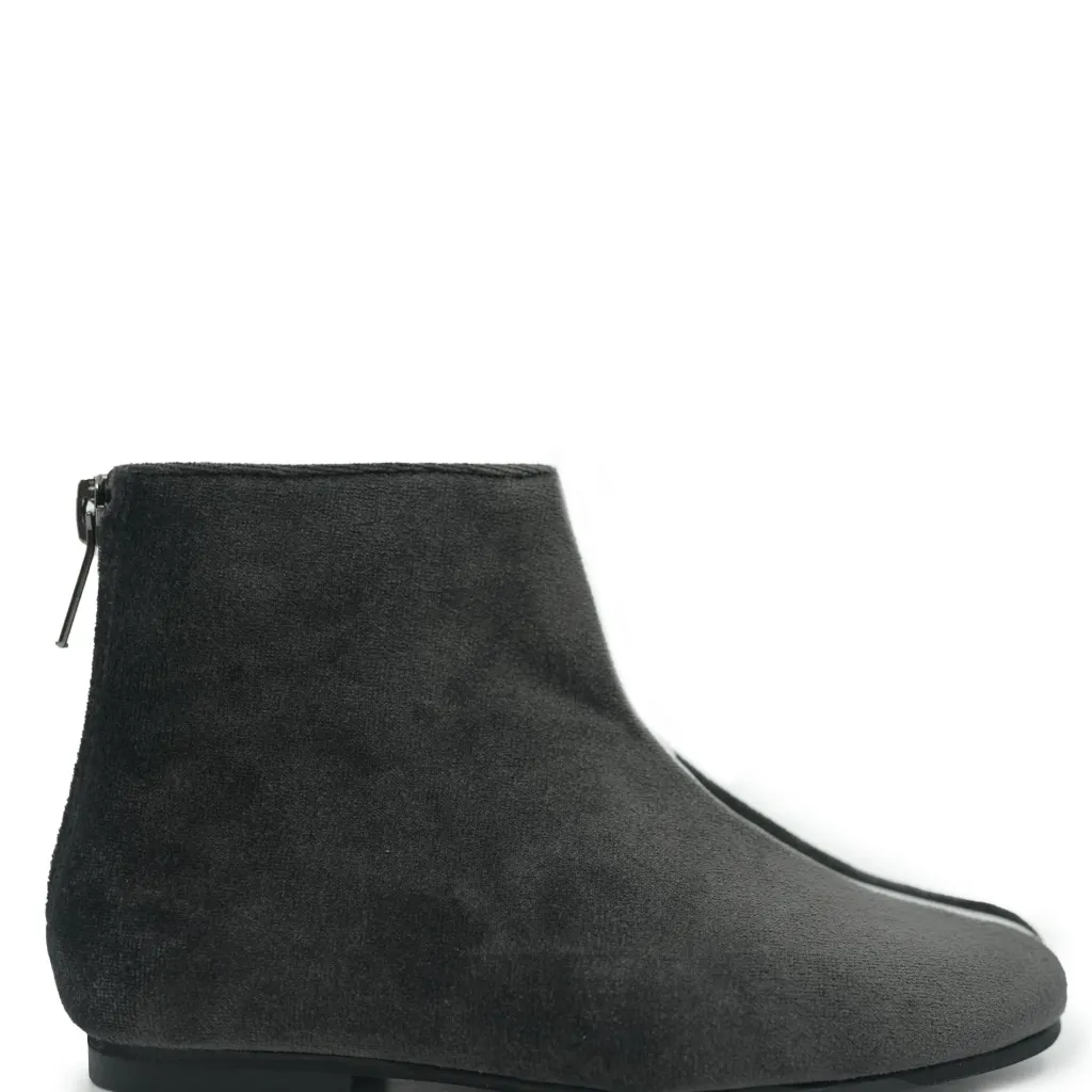 Sonatina Gray Velvet Strip Zipper Bootie Fashion