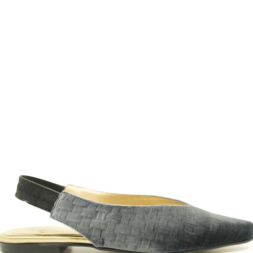 Spain+Co Gray Velvet Printed Slingback Clearance