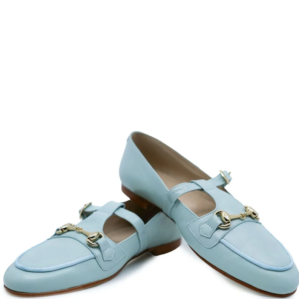 Spain+Co Aquamarine T Strap Buckle Loafer Hot