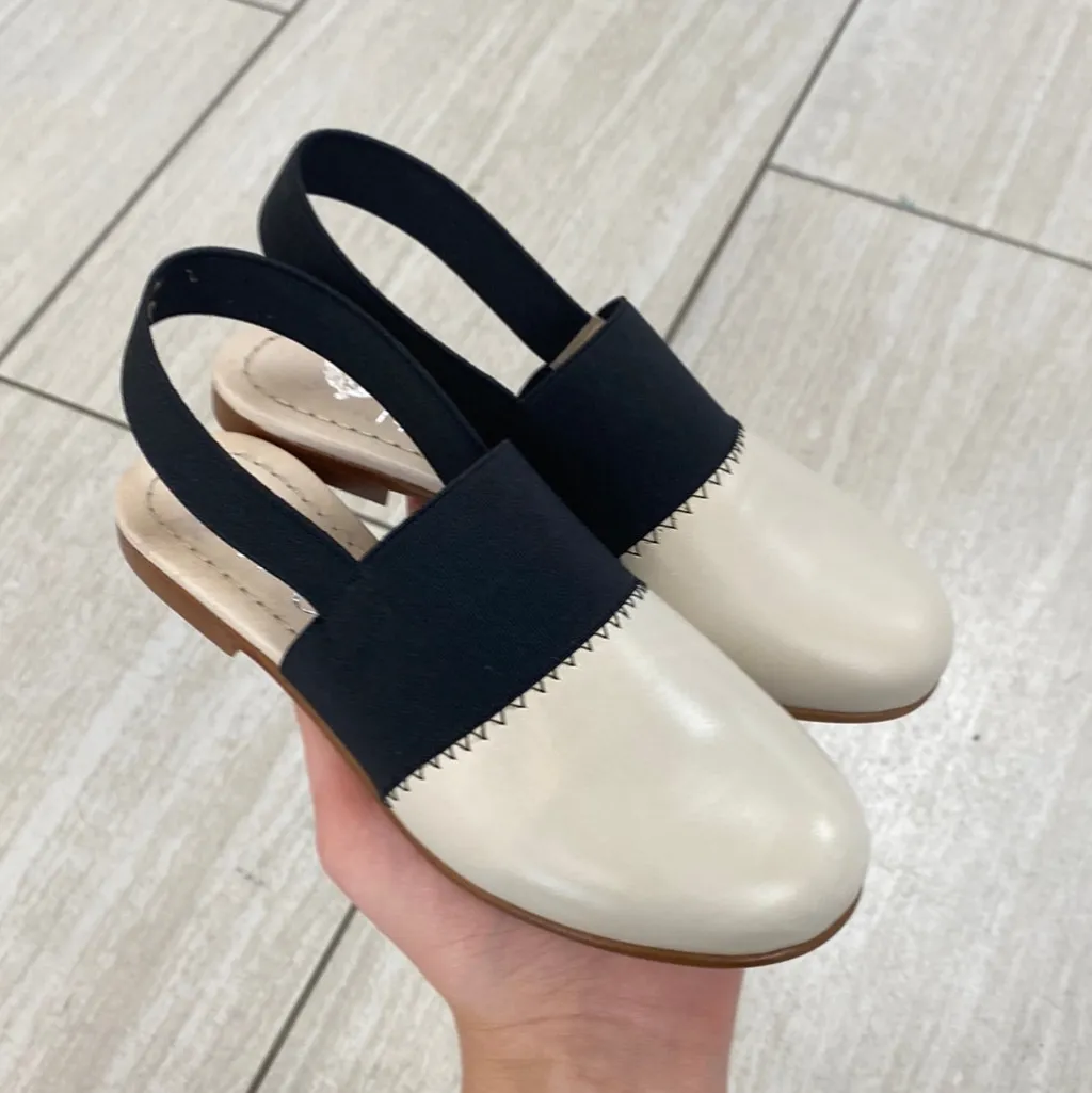 Spain+Co Black and Cream Elastic Mule Online