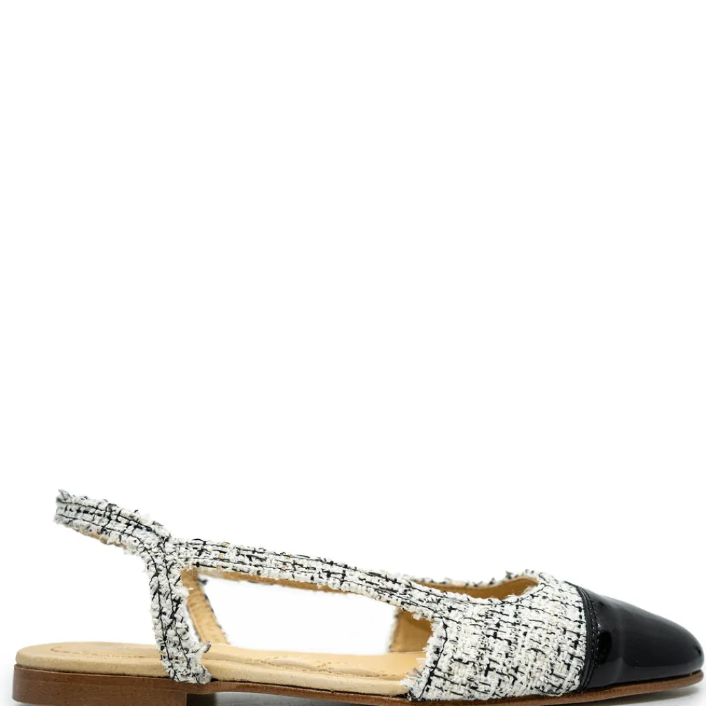 Spain+Co Black and White Tweed Captoe Slingback Hot