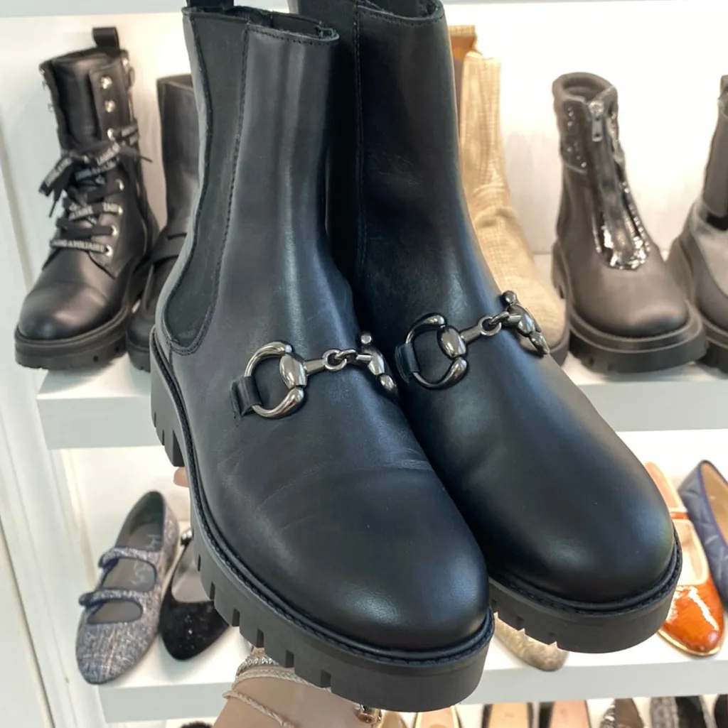 Spain+Co Black Buckle Elastic Bootie Fashion