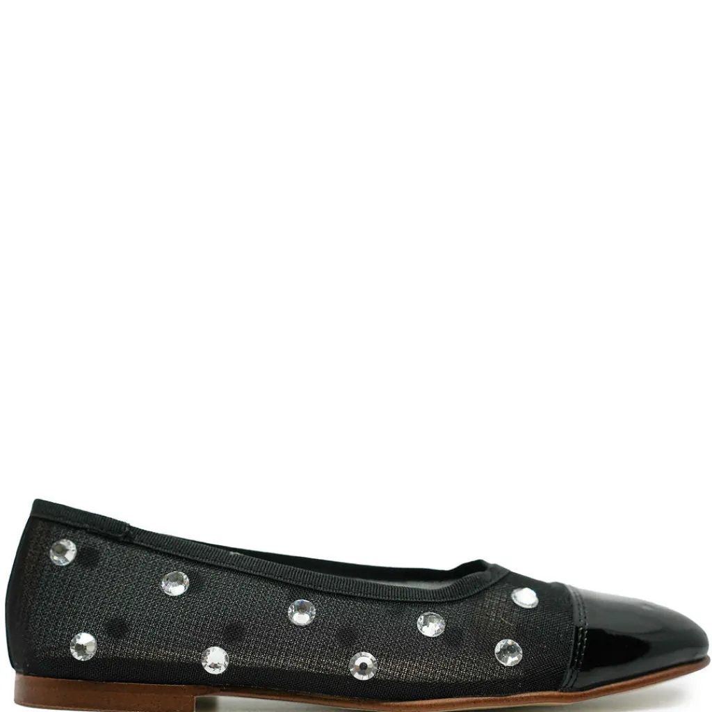 Spain+Co Black Mesh Embellished Flat Outlet