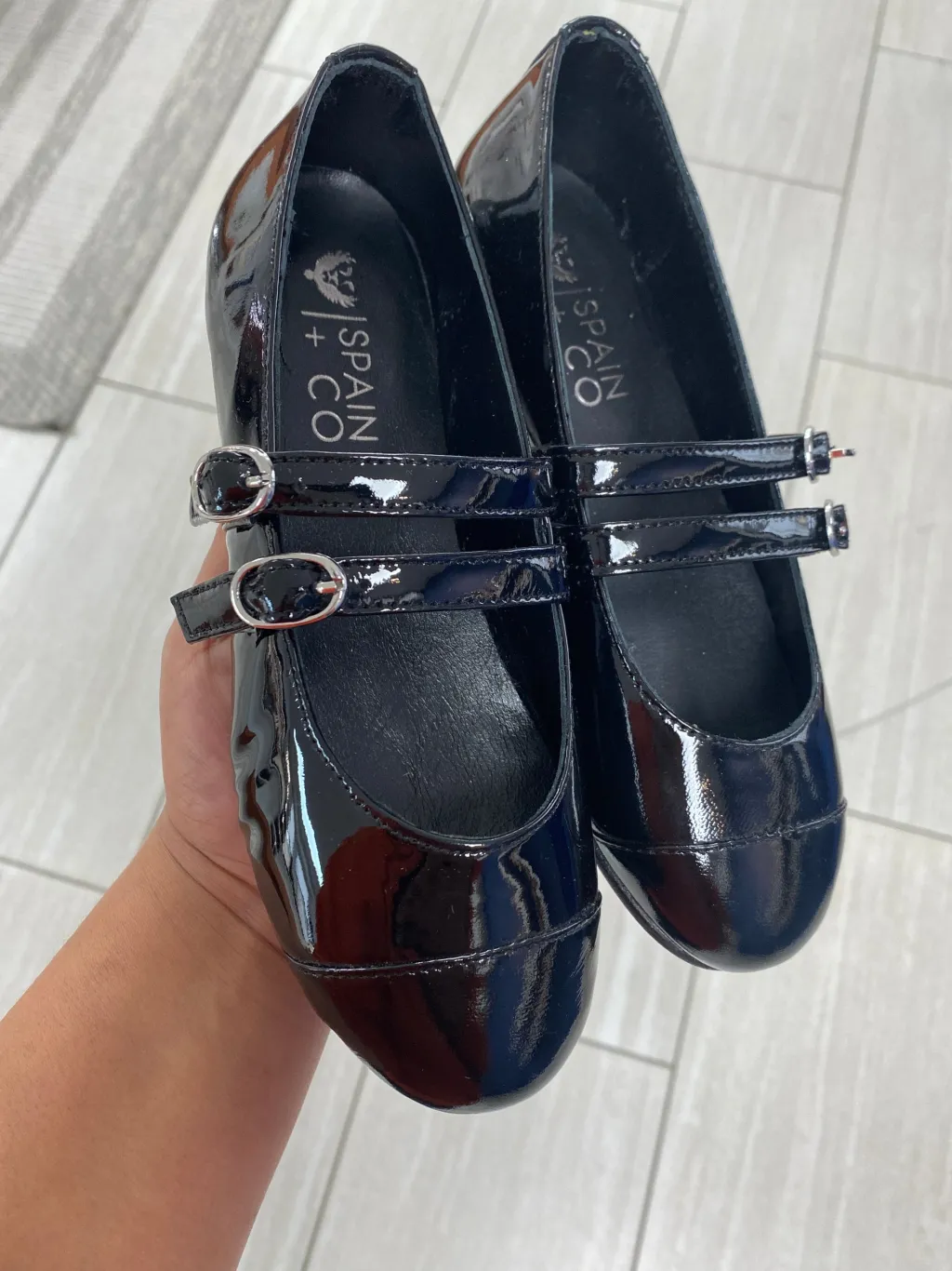 Spain+Co Black Patent Double Strap Mary Jane Discount