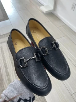 Spain+Co Black Pebbled Leather Buckle Dress Shoe Clearance