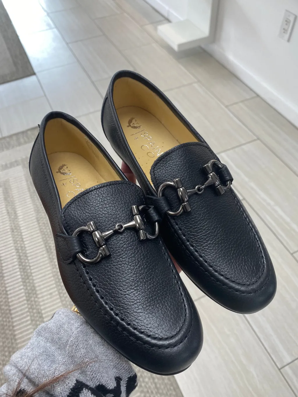 Spain+Co Black Pebbled Leather Buckle Dress Shoe Clearance