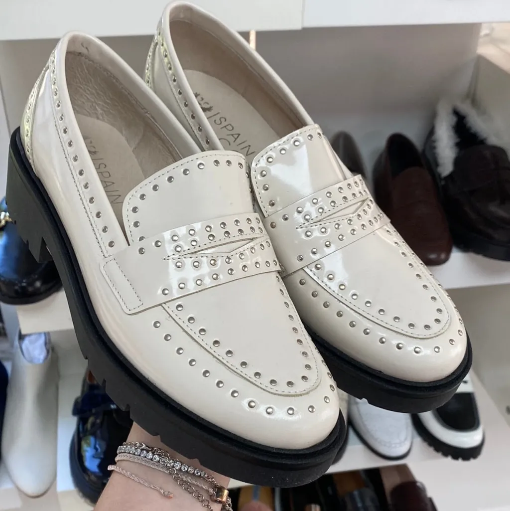 Spain+Co Ivory Florentic Studded Chunky Loafer Hot