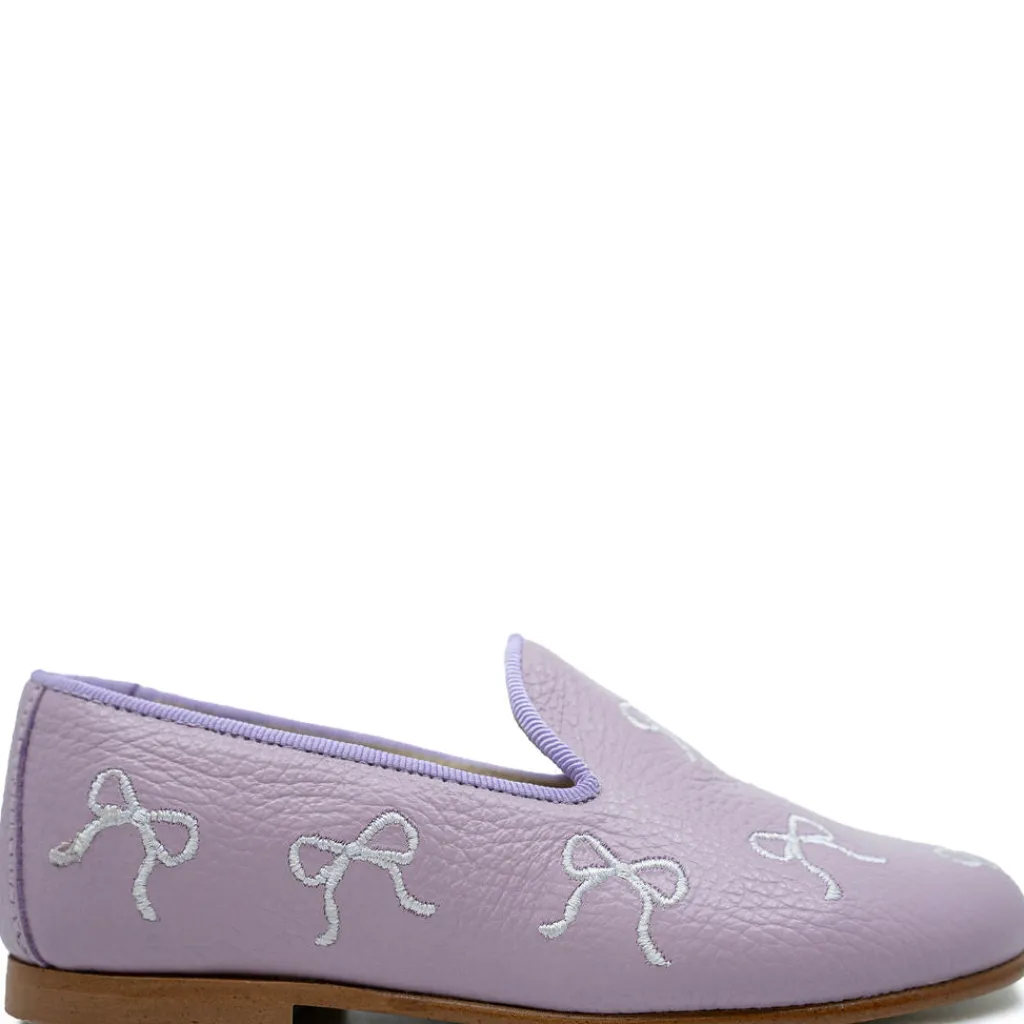 Spain+Co Lilac Bow Embroidered Smoking Loafer Outlet