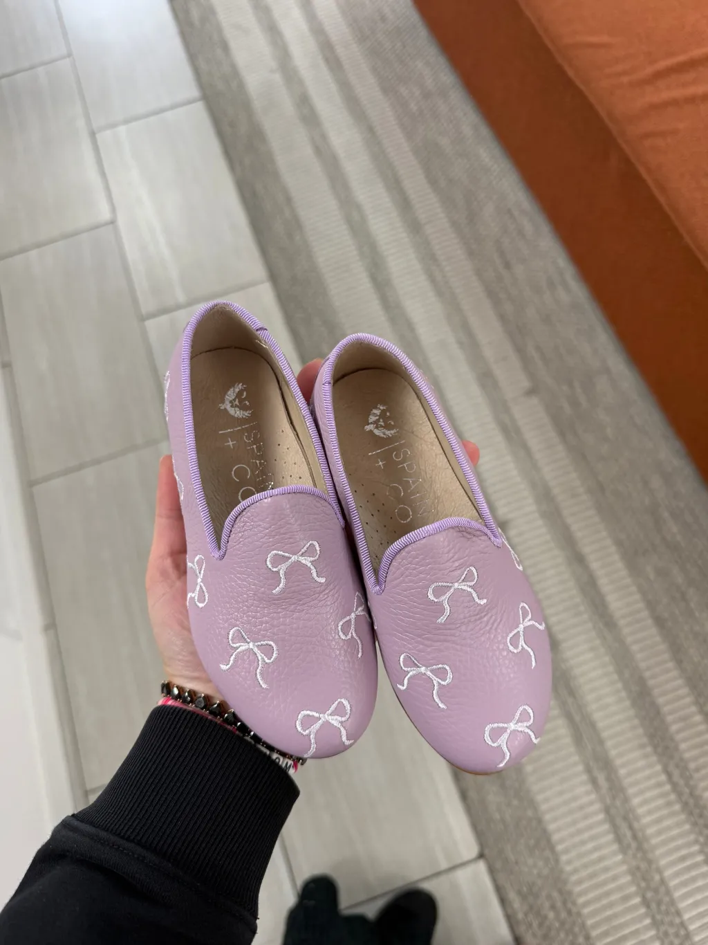 Spain+Co Lilac Bow Embroidered Smoking Loafer Outlet