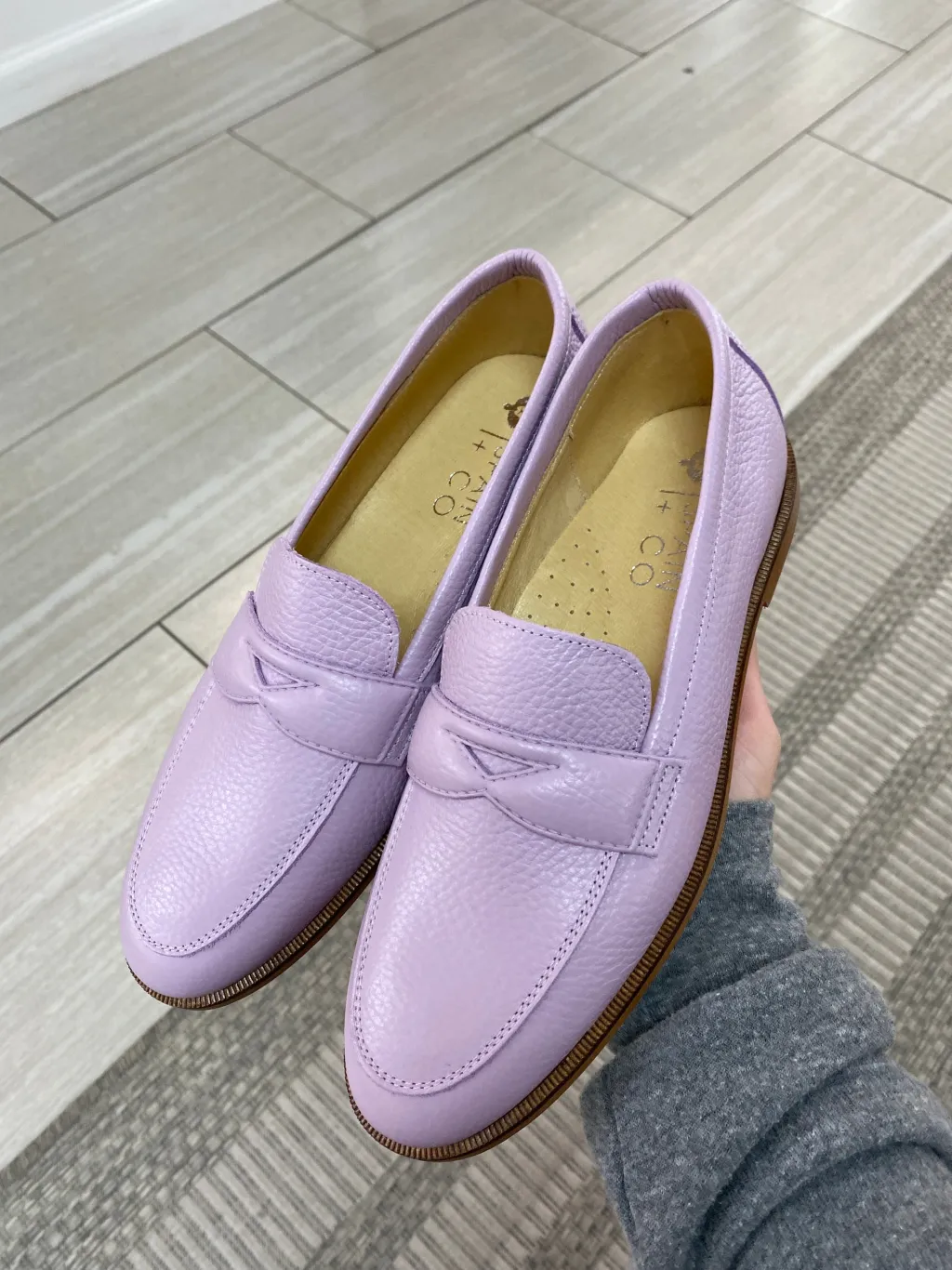 Spain+Co Lilac Leather Penny Loafer Discount