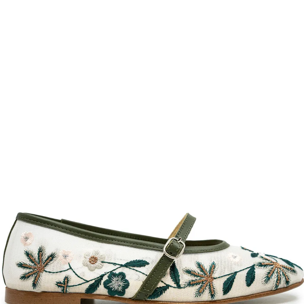 Spain+Co Mesh Floral Embroidered Strap Flat Outlet