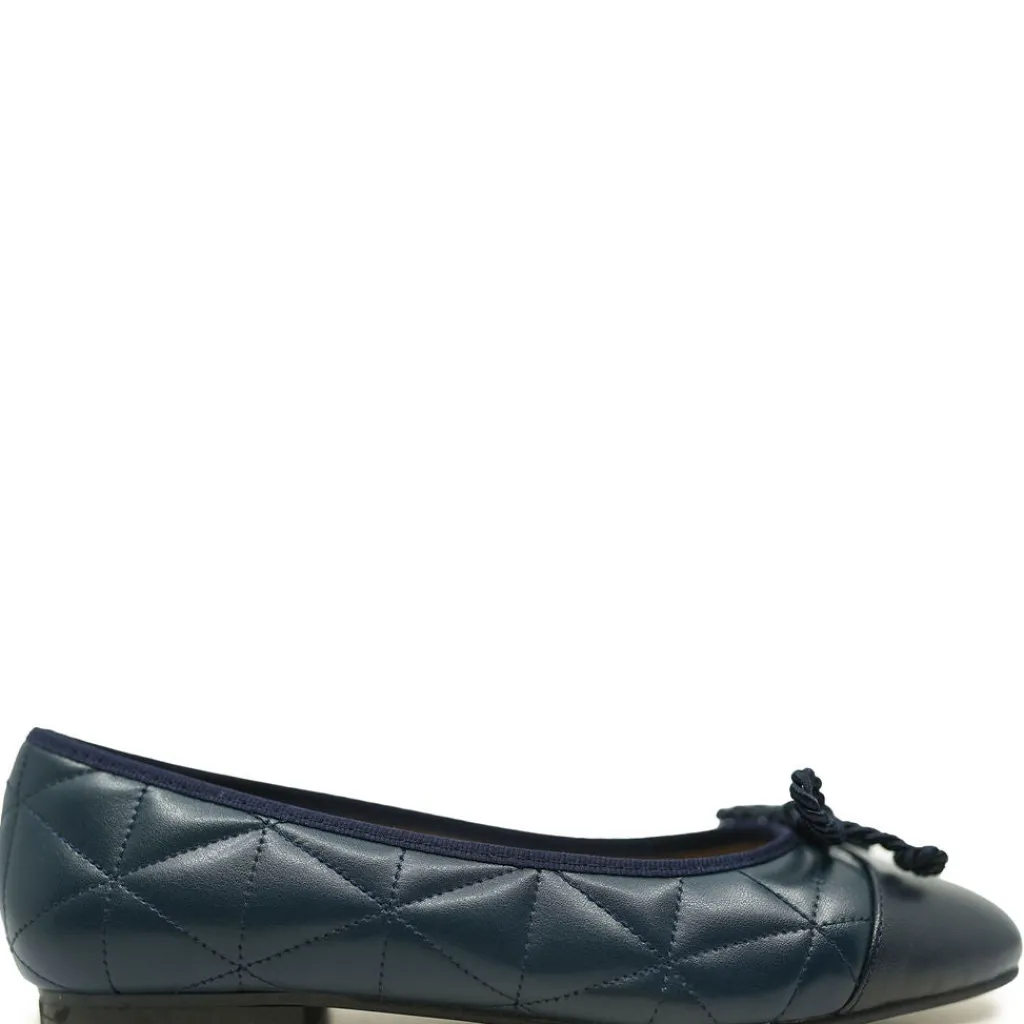 Spain+Co Navy Quilted Captoe Ballet Flat Online
