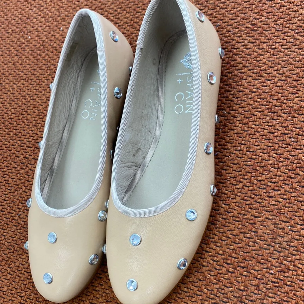 Spain+Co Nude Embellished Flat Clearance