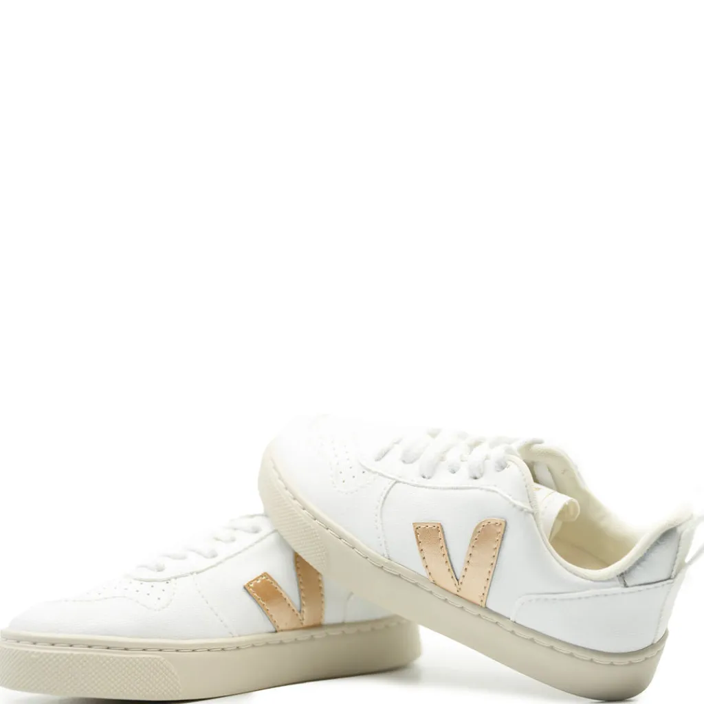 Veja White Gold And Silver Laceup Sneaker Clearance